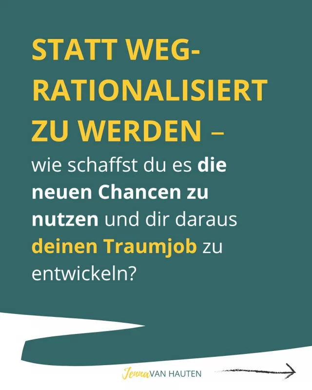 In meiner kostenlosen Trainingsreihe "The Future of Success" zeige ich dir, wie du eine erfüllte Karriere aufbaust, selbst wenn sich dein Job massiv verändert.

Ich zeige dir, warum du deine gesammelten Kompetenzen und Fähigkeiten nicht verlierst, sondern sie gezielt in neuen Branchen einsetzen kannst. 

Erfahre, warum branchenübergreifendes Wissen heute ein echter Wettbewerbsvorteil ist und warum du den Mut haben solltest, den Wandel als Chance zu nutzen, anstatt ihn nur abzuwarten.

Kommentiere FUTURE für den Link zum kostenlosen Training!

Sei dabei & lerne wie du die Chancen des aktuellen Arbeitsmarktes für dich nutzt, statt aussortiert zu werden! ⬇️

#schemadu 
#jobwechsel 
#stärkenstärken 
#jobliebe 
#persönlicheweiterentwicklung 
#endlicheinjobderzumirpasst