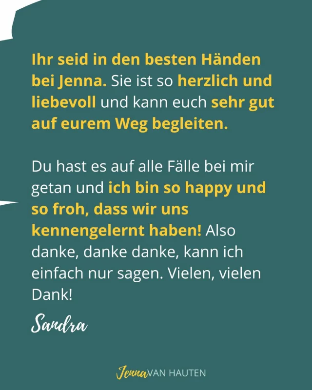 Es ist so ein Privileg, Menschen dabei begleiten zu dürfen ihren Weg zu finden, ihre Stärken zu entdecken und das Beste aus sich heraus zu holen in einem Job, der genau zu ihnen passt.

Und wenn dann noch solche Rückmeldungen kommen 😍

Wenn du den für dich genau richtigen Job finden möchtest und am Ende so begeistert und dankbar sein willst, wie Sandra, dann bin ich dein Coach – und zwar von Herzen gerne 💛

Deine Jenna ☀️

#schemadu
#jobwechsel
#stärkenstärken
#jobliebe
#persönlicheweiterentwicklung
#endlicheinjobderzumirpasst