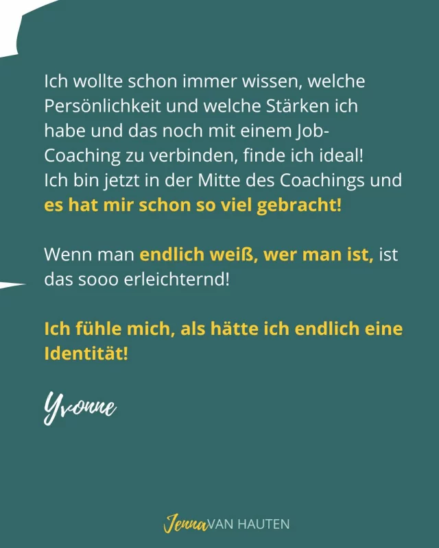 Wenn du weißt, wie du tickst und was du richtig gut kannst, kannst du deinen Job so gestalten, dass er genau zu dir passt. Egal, ob du in deinem Unternehmen bleibst, intern die Stelle wechselst, in einem neuen Unternehmen anfängst oder dich Selbstständig machst – deine Persönlichkeit ist der Schlüssel für einen Job, der dich wirklich erfüllt.

Wenn du weißt, was du kannst und was du brauchst, wenn du dich selbst richtig gut kennst, wird dir das so viel Klarheit über deine nächsten Schritte geben und über den Job, der genau zu dir passt. 

Willst du dich selbst endlich richtig kennenlernen?
📔 In meinem Buch "Endlich ein Job, der zu mir passt!" habe ich einen Kurz-Persönlichkeitstest, der dir schnell eine Richtung gibt, wie du tickst und was du brauchst.
Diesen Kurz-Test SCHENKE ICH DIR SCHON JETZT, wenn du mein Buch vorbestellst, was im Juni rauskommt 🤩🎁

Worauf wartest du noch? Kommentiere BUCH und ich schicke dir direkt den Link zu! 🤩

#schemadu
#jobwechsel
#stärkenstärken
#jobliebe
#persönlicheweiterentwicklung
#endlicheinjobderzumirpasst